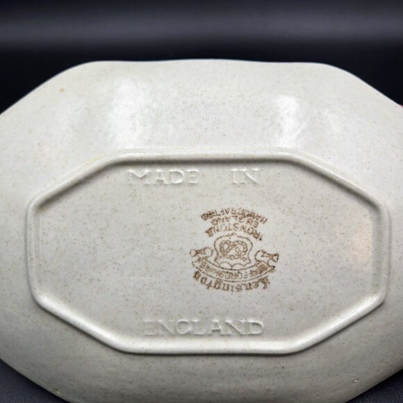 Kensington Gravy Boat With Tray Staffordshire England Ironstone Canterbury Cream - Picture 10 of 13